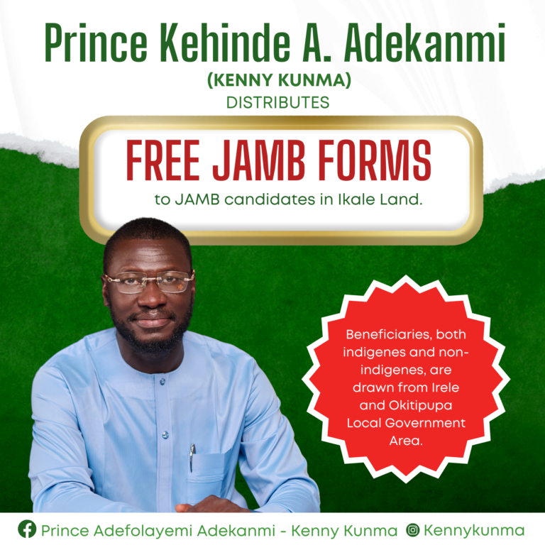 Kehinde A. Adekanmi 1,000 free JAMB form